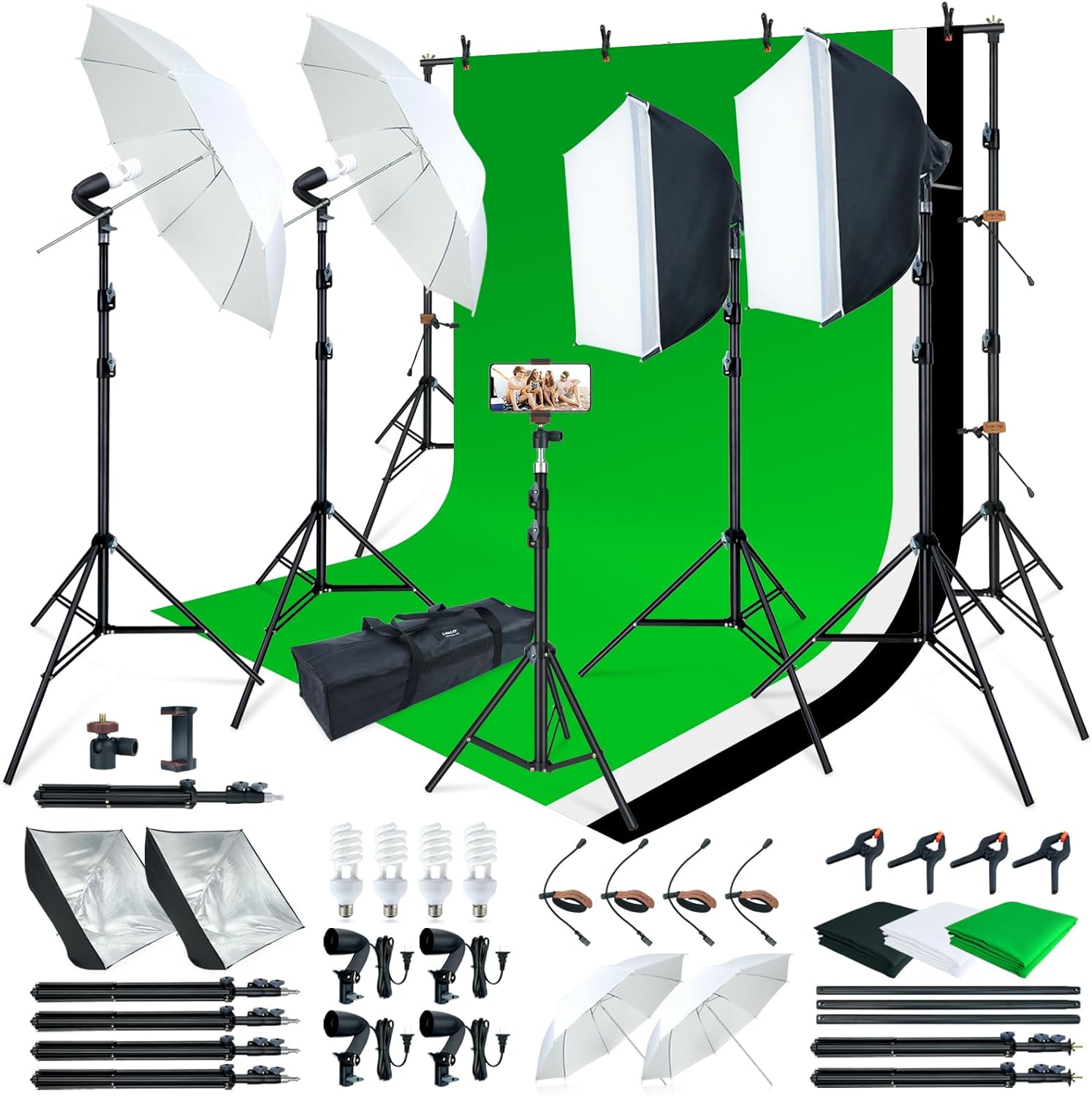 LINCO Lincostore Photo Video Studio Light Kit with Backdrops