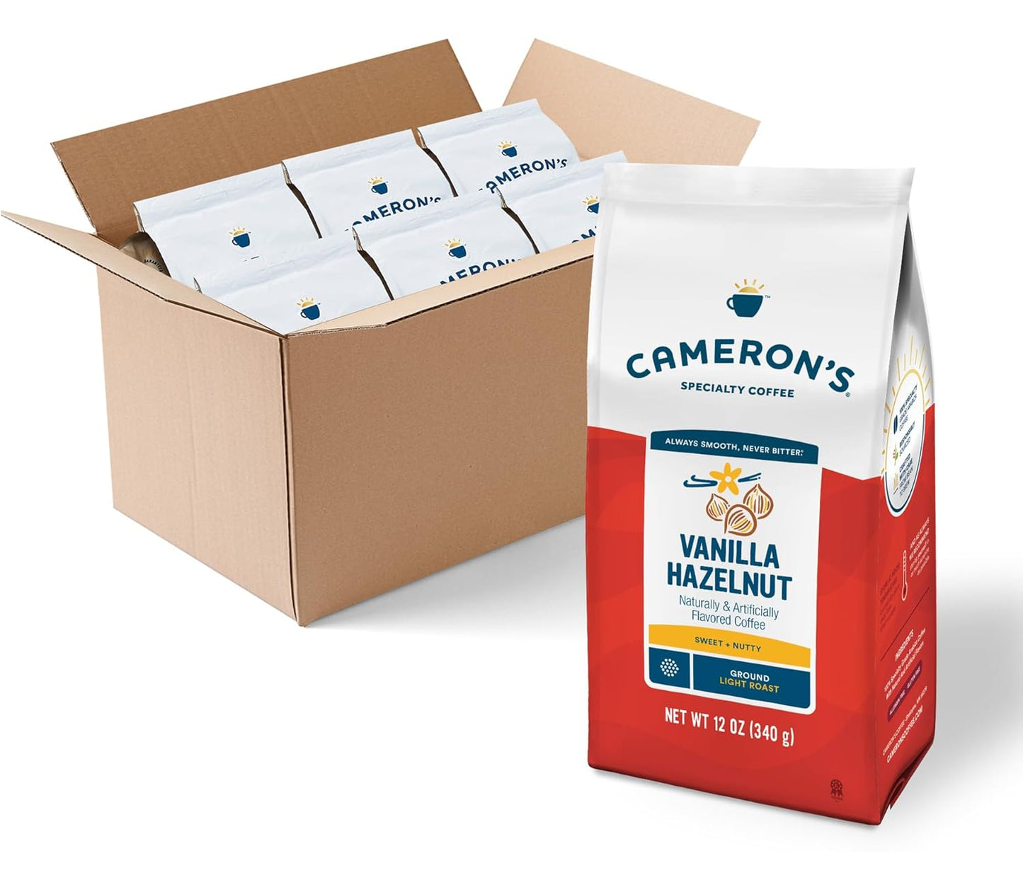 Cameron's Coffee Vanilla Hazelnut Ground Coffee, 12 Ounce Bags
