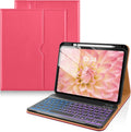 DTTO iPad 11th/10th Gen Case with Keyboard Rose Red - Backlit