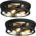 4-Light Flush Mount Ceiling Light Fixture - Matte Black, E26 Base