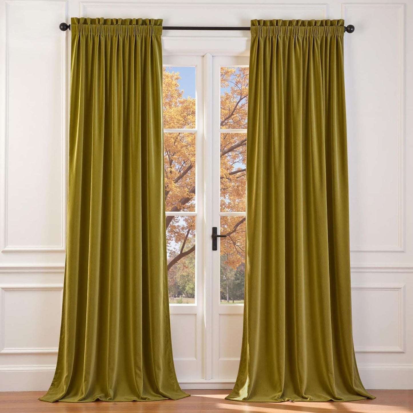 Lazzzy Velvet Curtains Green Thermal Insulated Drapes for Luxury
