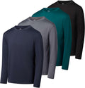 Boys Youth Dry-Fit Long-Sleeve Athletic T-Shirt 4-Pack - Quick Dry