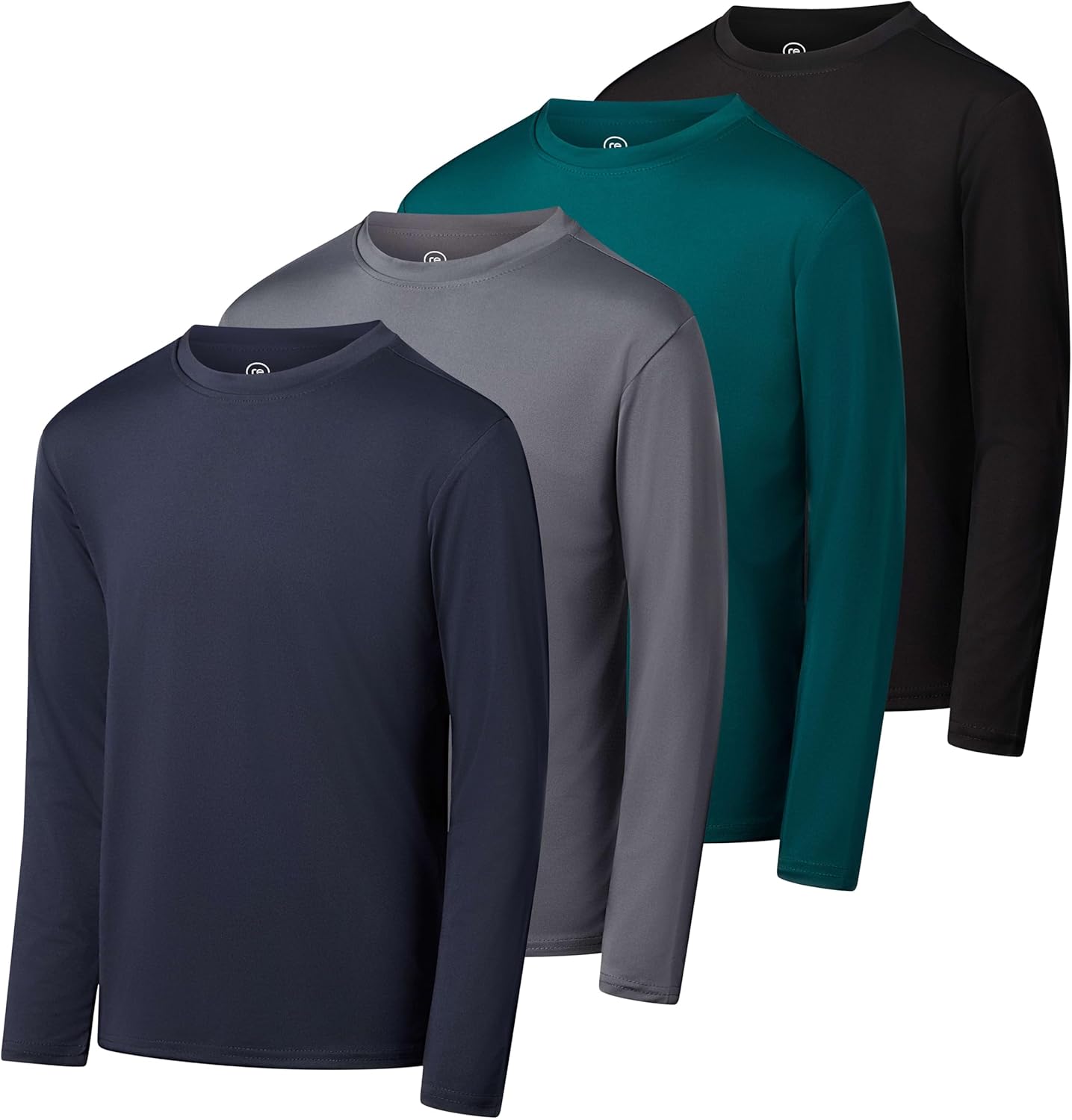 Boys Youth Dry-Fit Long-Sleeve T-Shirt 4 Pack for Active Wear