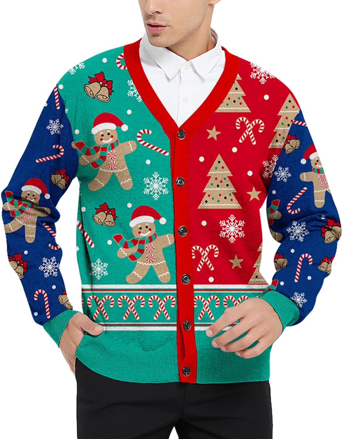 Goodstoworld Men's Ugly Christmas Cardigan for Holiday Fun