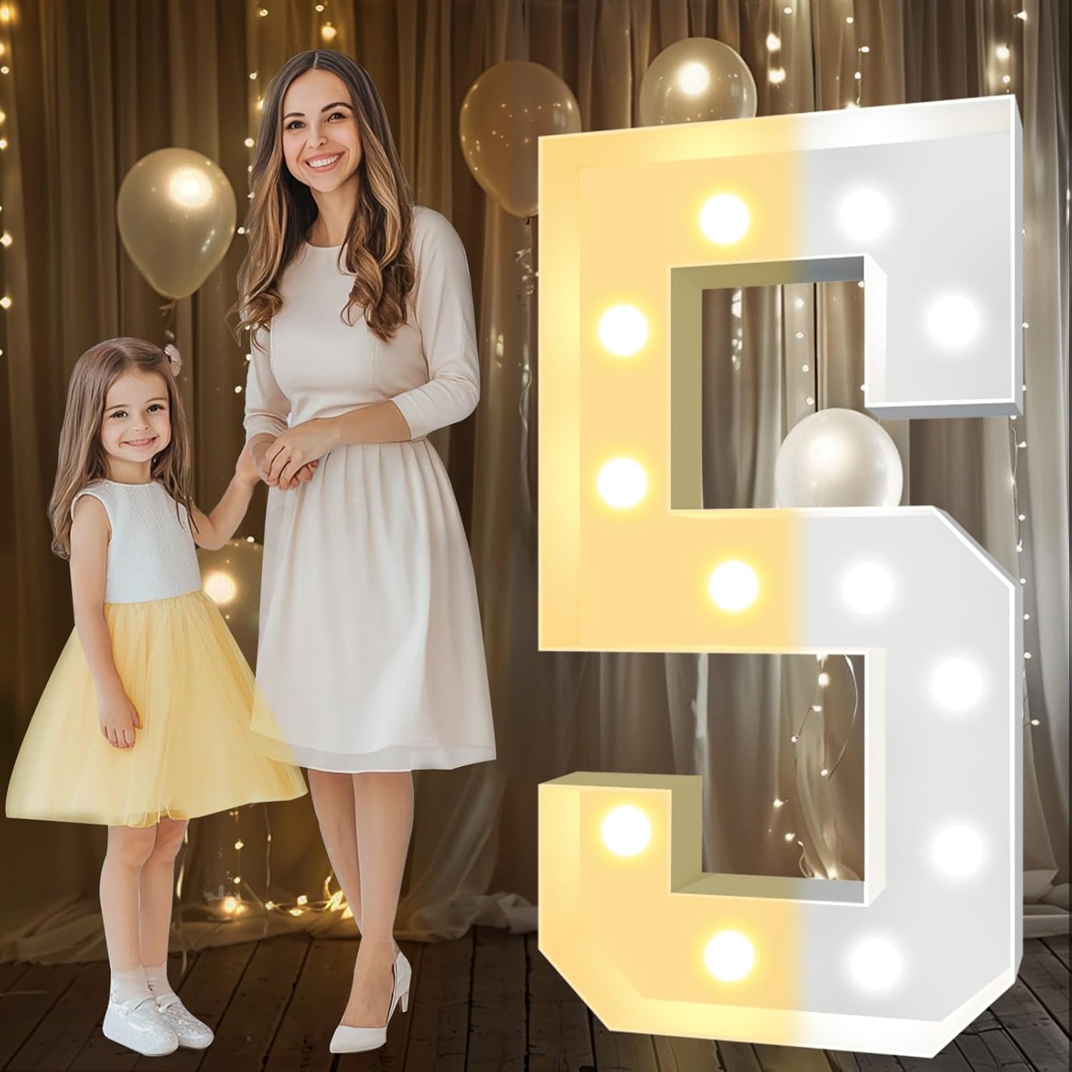 Pooqla 4 FT Light Up Marquee Numbers for Birthday Party Decor