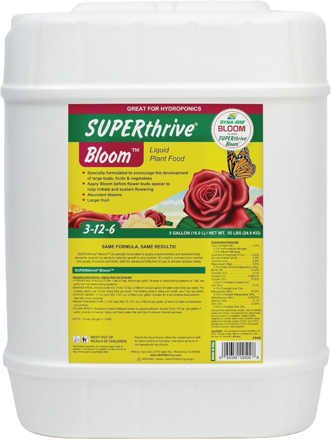 Dyna-Gro Bloom 5-Gallon for Vibrant Flower Growth and Health
