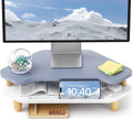 Monitor Stand Riser Blue 2-Tier Corner Wood Stand - Ergonomic Lift