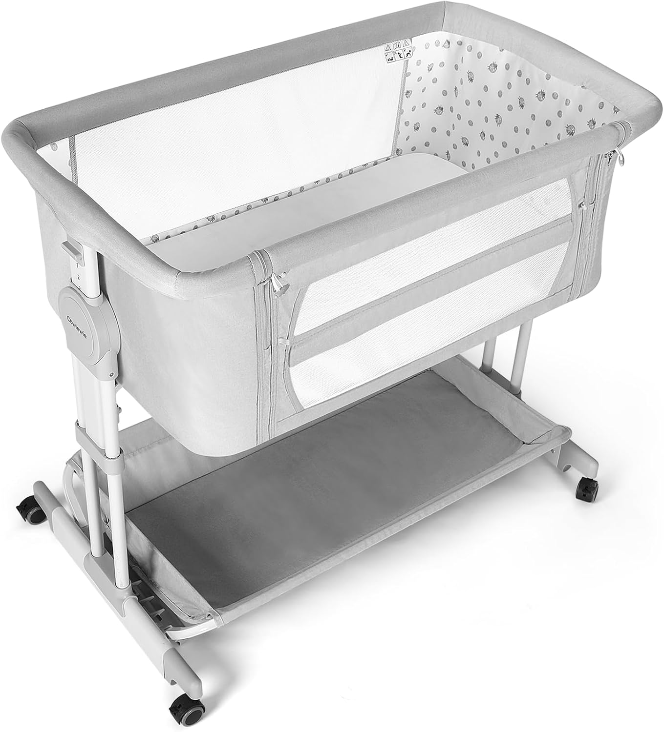 Cowiewie Bassinet Bedside Sleeper with 360 Breathable Mesh Sides