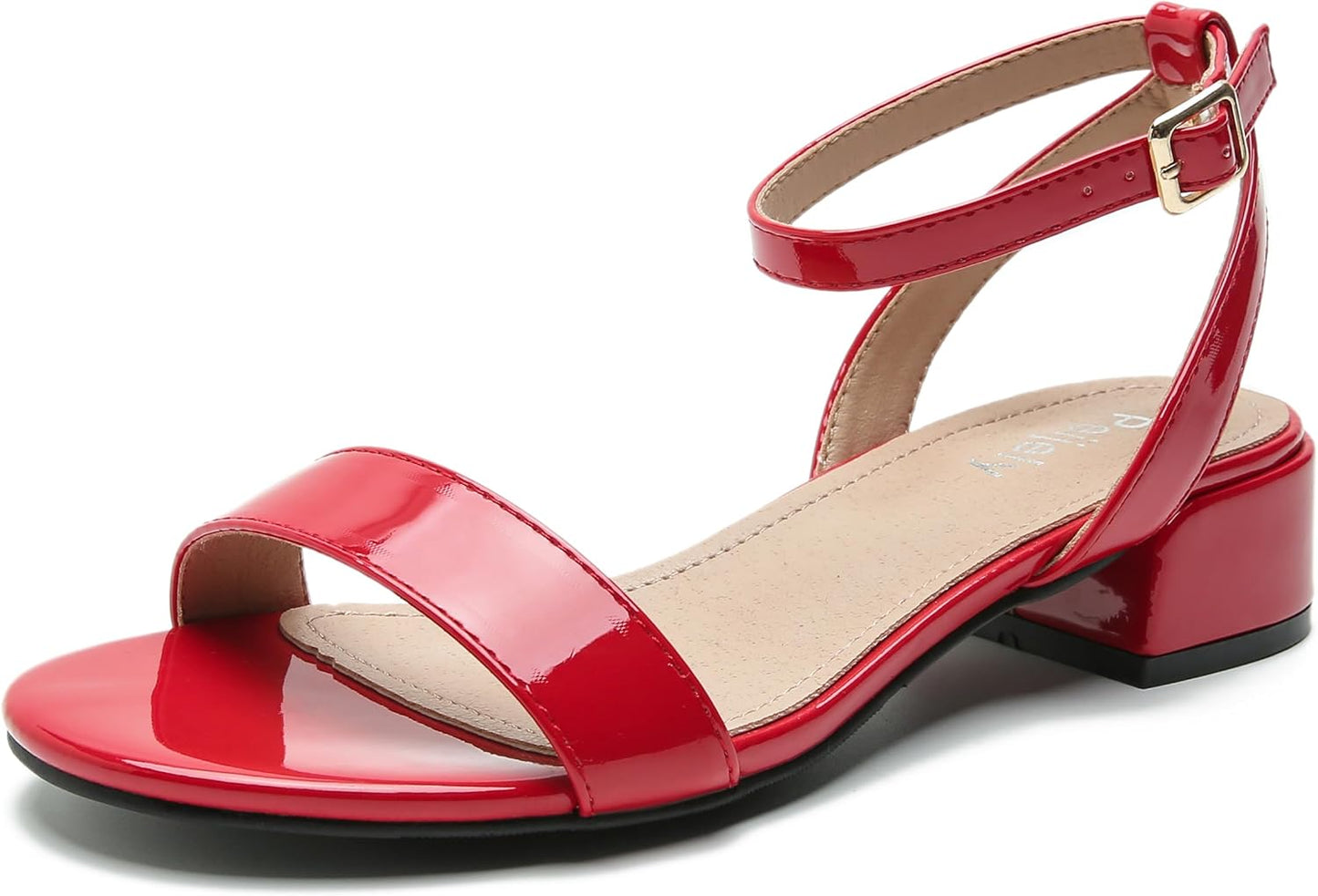 Women's Open Toe Ankle Strap Low Block Chunky Heels Sandals