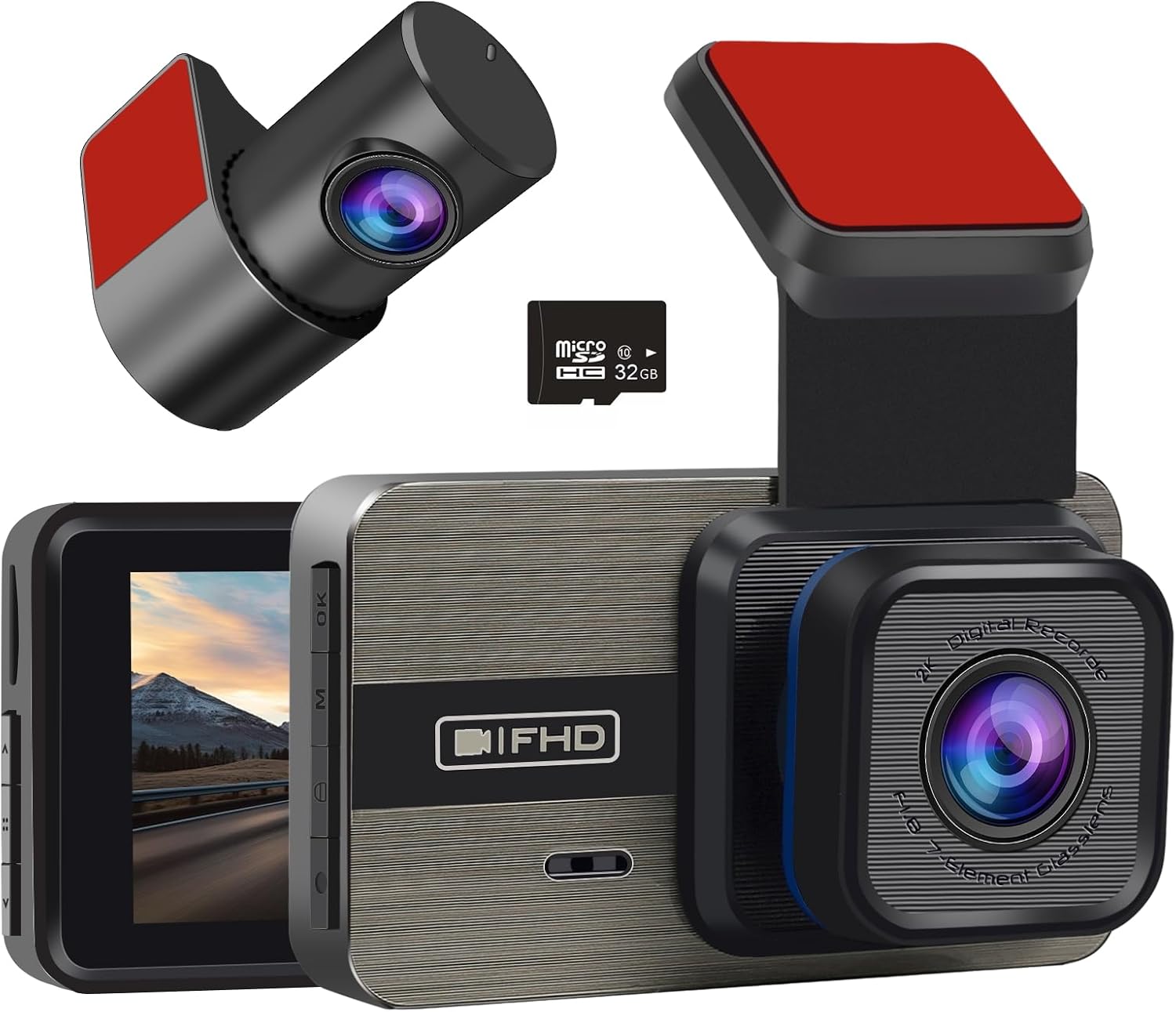Enhanced 2K+1080P Dual Dash Cam: G-Sensor, Night Vision