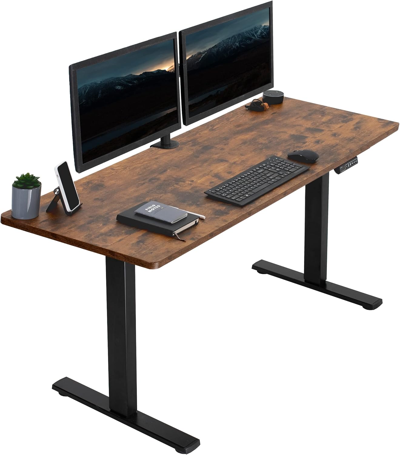 VIVO Electric Rustic Standing Desk with Memory Height Adjustment