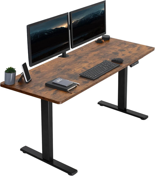 VIVO Electric Rustic Standing Desk with Memory Height Adjustment