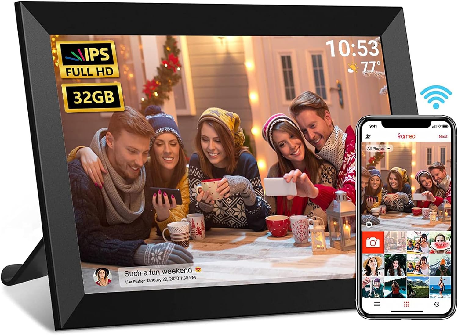FRAMEO Digital Photo Frame with 10.1 Inch HD Touch Screen