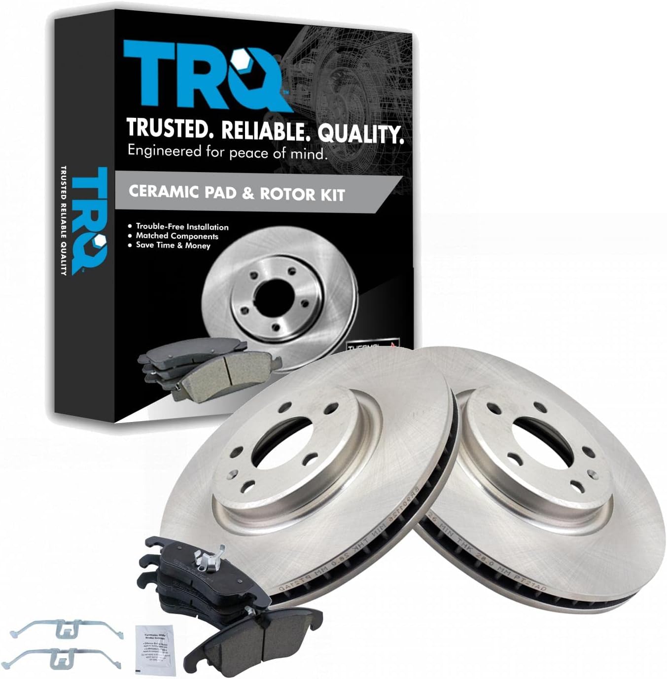 TRQ Front Premium Posi Ceramic Disc Brake Pads & Rotors Kit