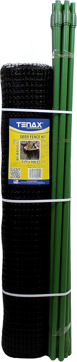 Tenax Deer Fence Kit 7ft x 100ft with Adjustable Poles and Ties