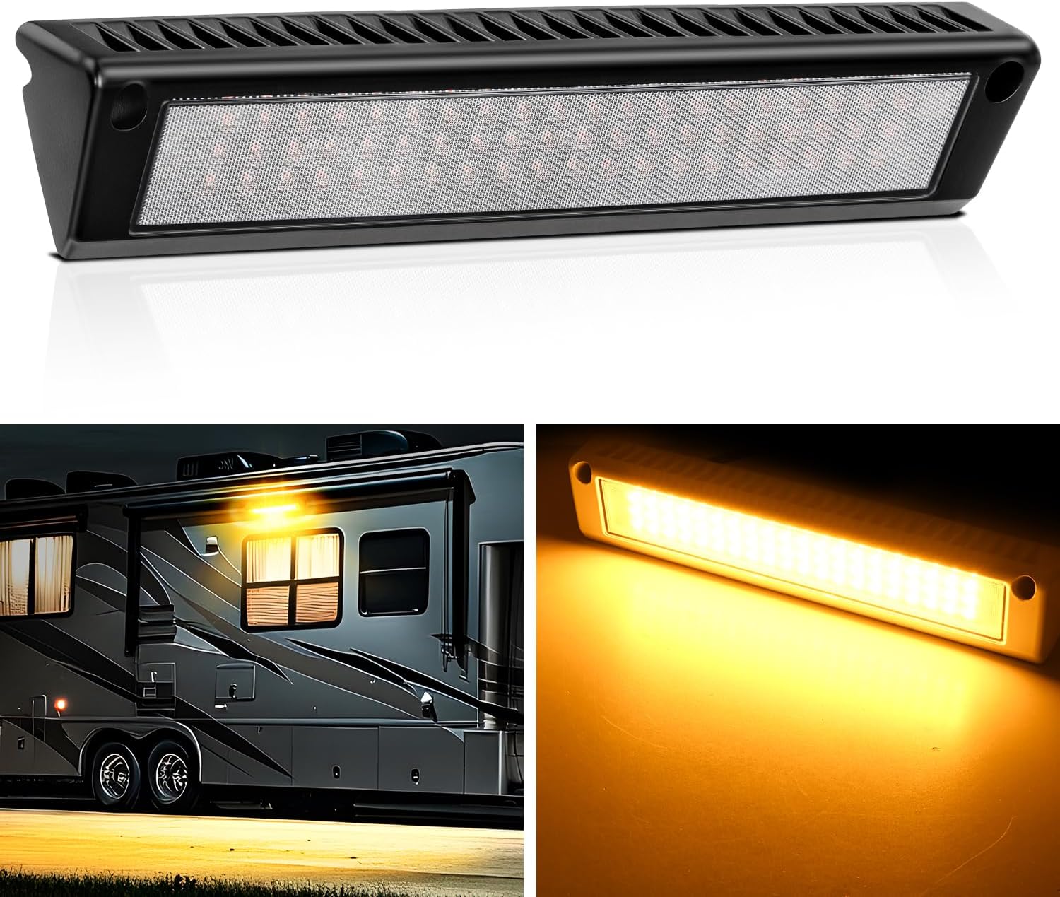 Nilight RV Exterior Lights 13 Inch Amber Beam LED Lighting