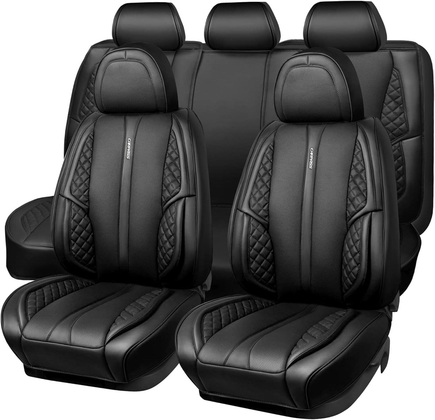 CAR PASS Nappa PU Leather Car Seat Covers Full Set Waterproof