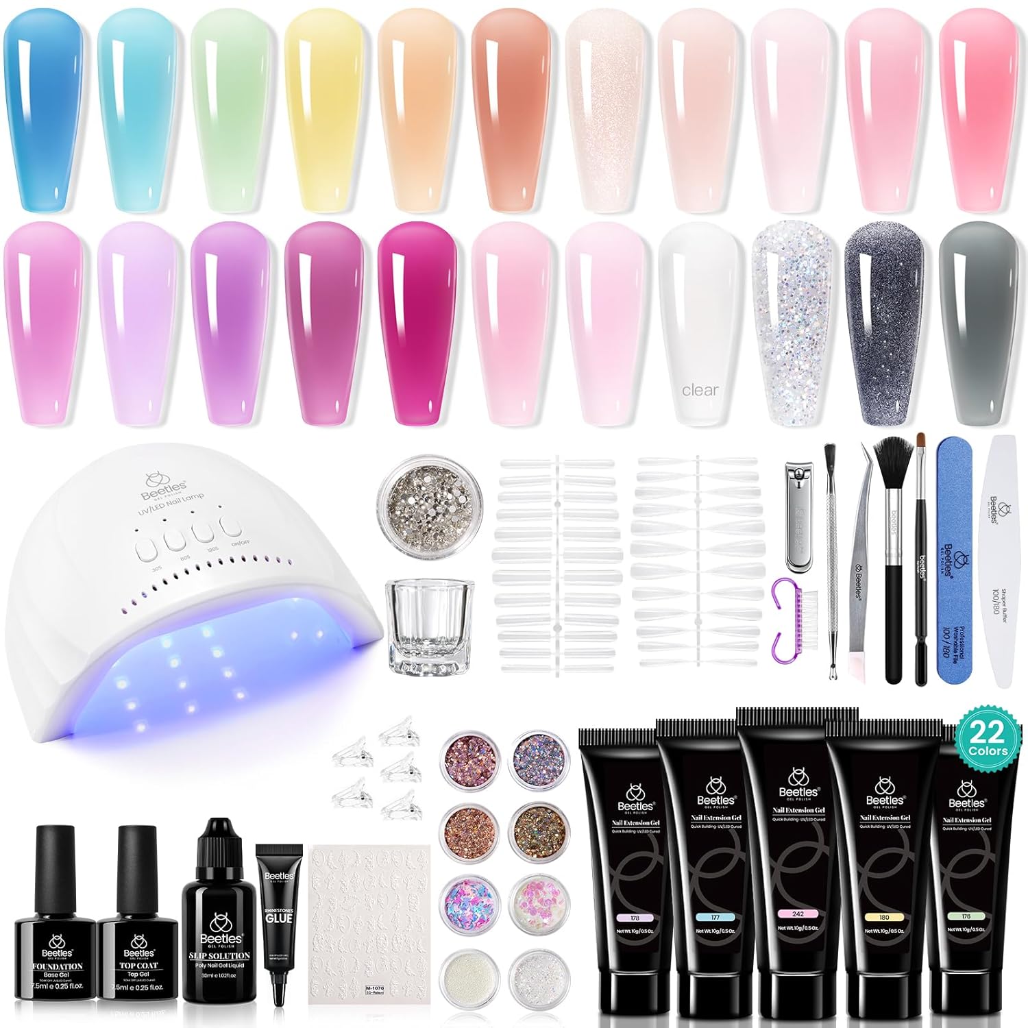 Beetles Poly Extension Gel Nail Kit for DIY Home Manicure