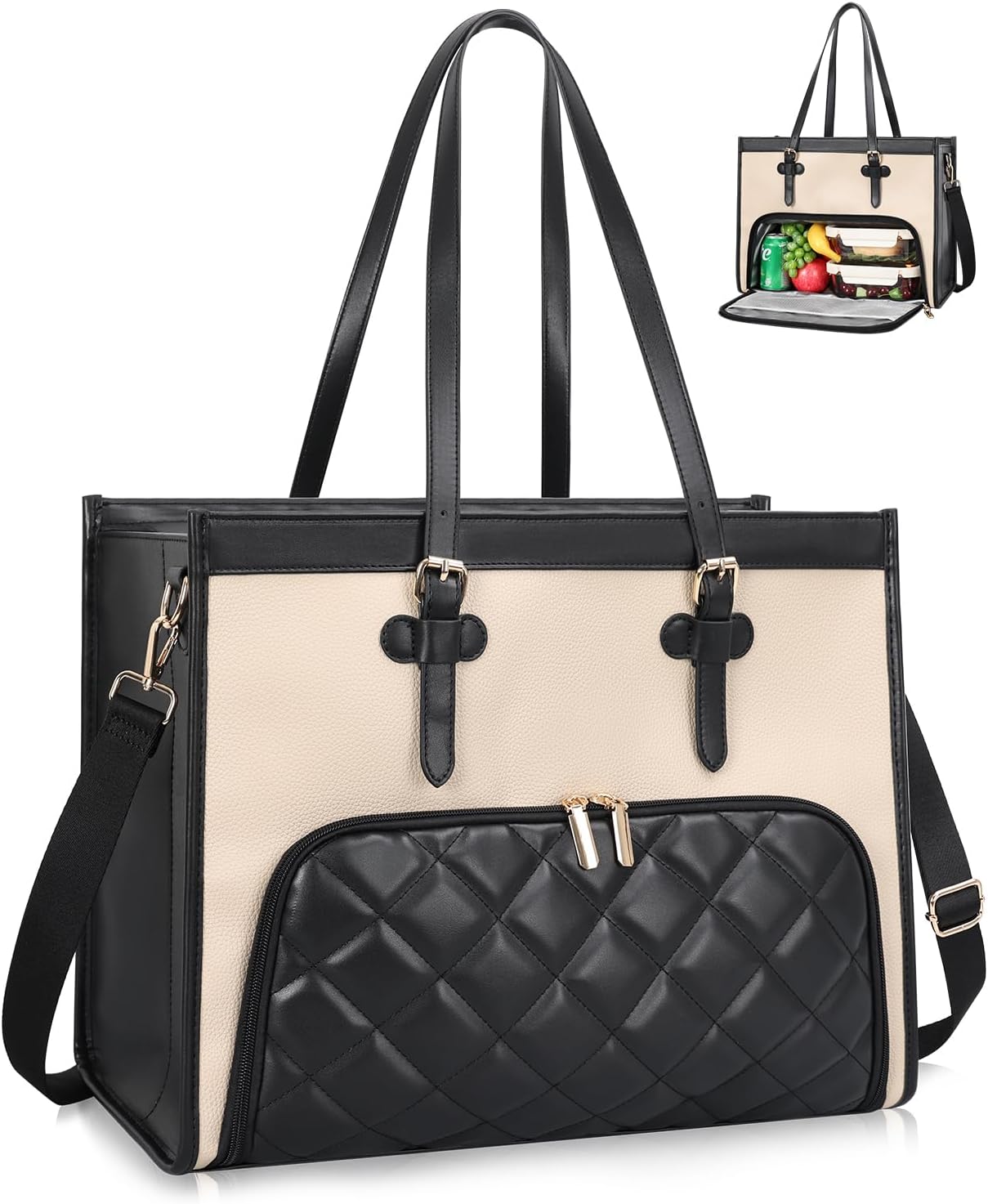 ESTARER Laptop Tote Bag with Insulated Lunch Compartment