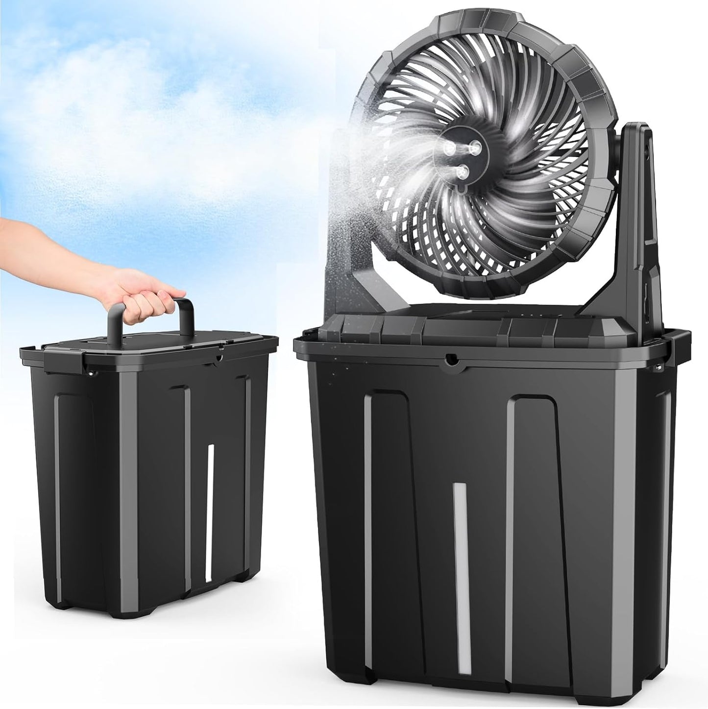 Portable Misting Fan with 9L Bucket for Outdoor Cooling