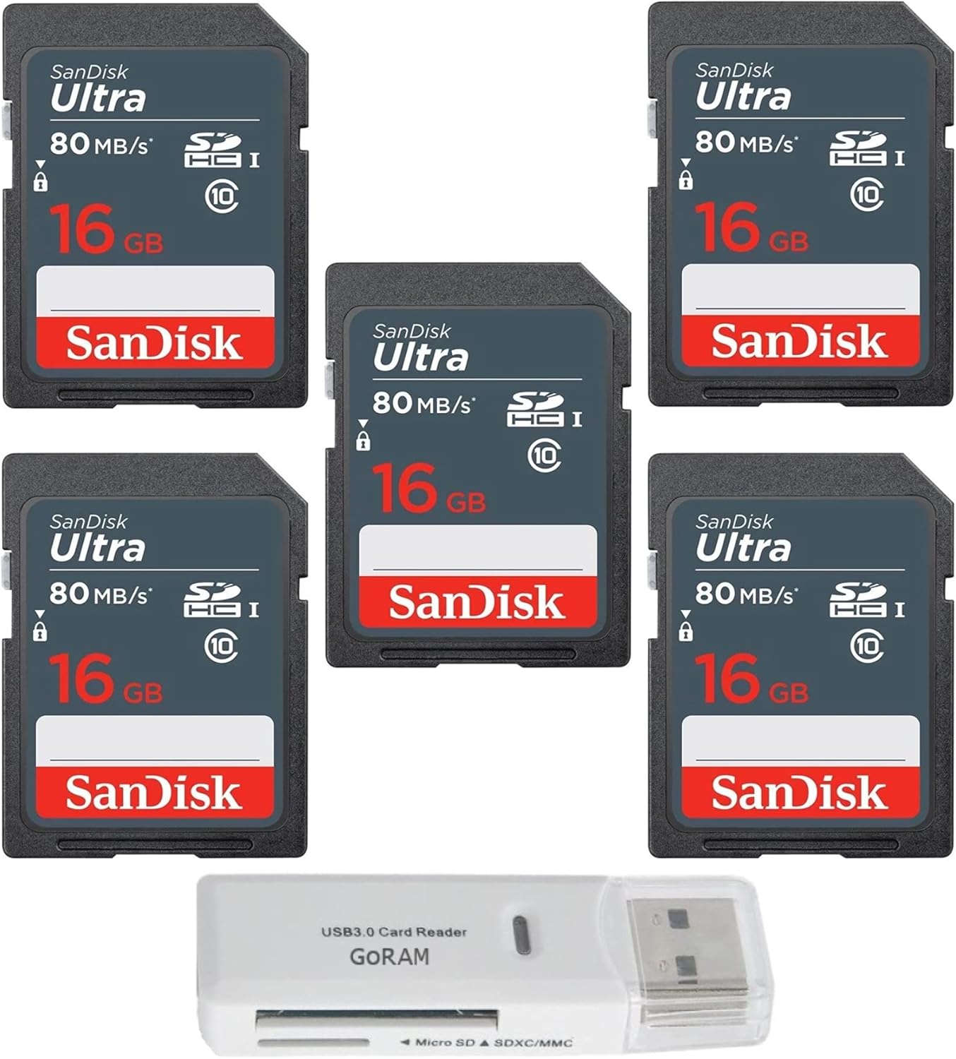 SanDisk 16GB Ultra SDHC Memory Card Bundle with USB Reader
