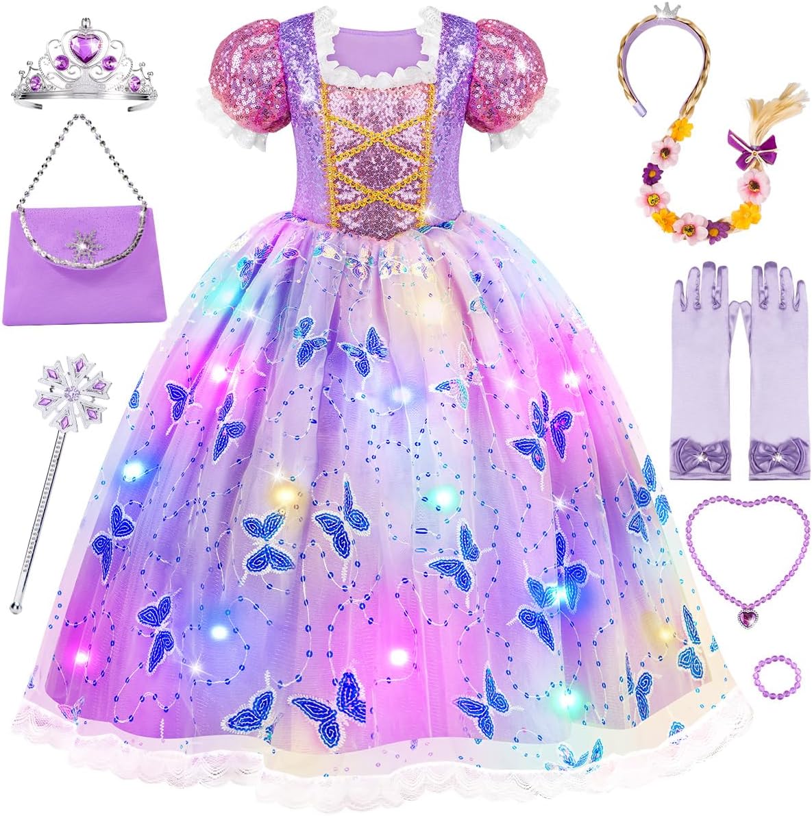 Meland Light Up Princess Dress for Girls - Magical Costume Fun