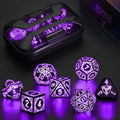 LED Dice Set DND Rechargeable Light Up Dice Set - Purple Glow