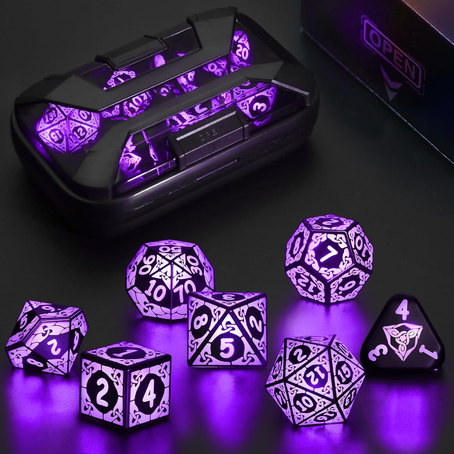 LED Dice Set DND Rechargeable for Epic Gaming Adventures