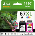 67XL Ink Cartridges Replacement for HP 67 XL Black and Color - Higher