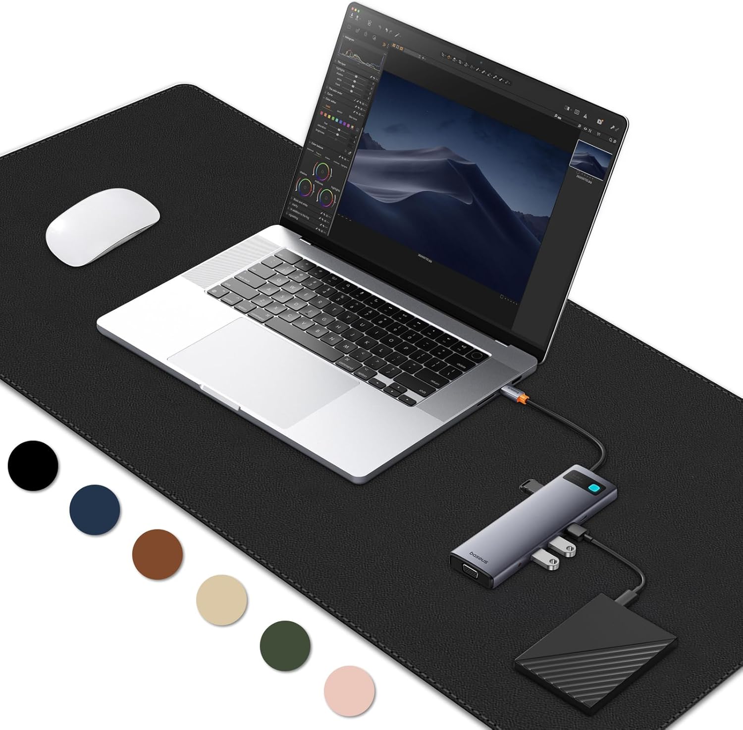 Waterproof Desk Pad by GOZOPO - Non-Slip & Stylish (Black, 23.6 x 15.7)