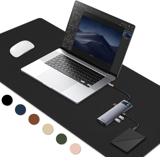 Waterproof Desk Pad by GOZOPO - Non-Slip & Stylish (Black, 23.6 x 15.7)