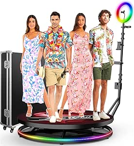 360 Photo Booth Machine for Parties with Custom Logo & Light