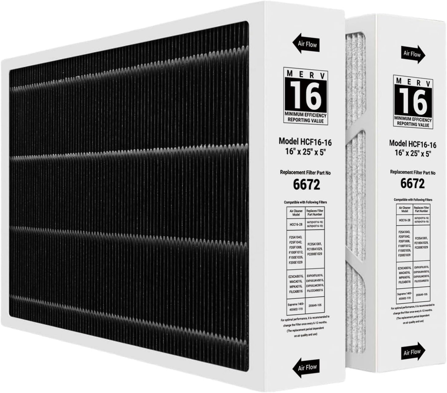 6672 16x25x5 MERV 16 Furnace Air Filter for HVAC Systems