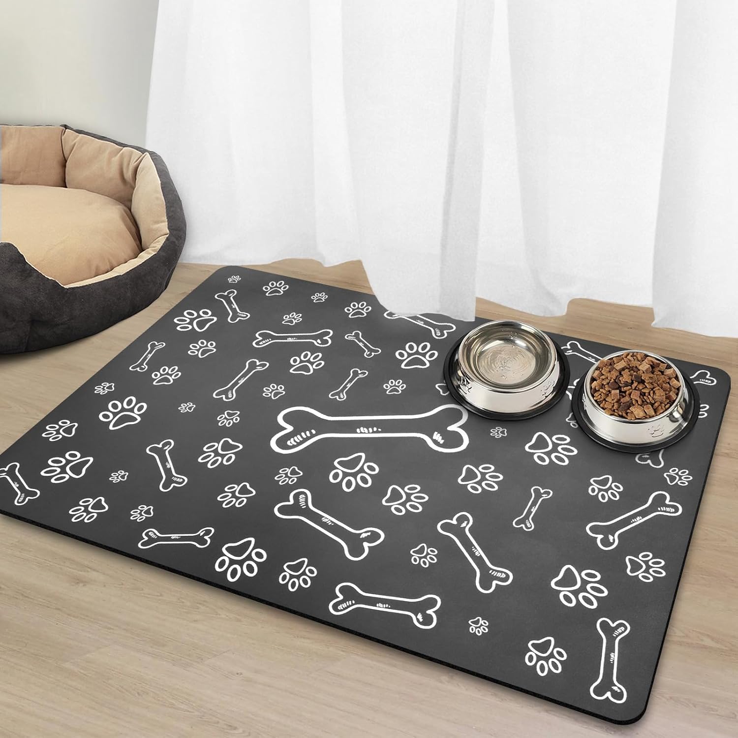Extra Large Absorbent Dog Bowl Mats for Food and Water Use
