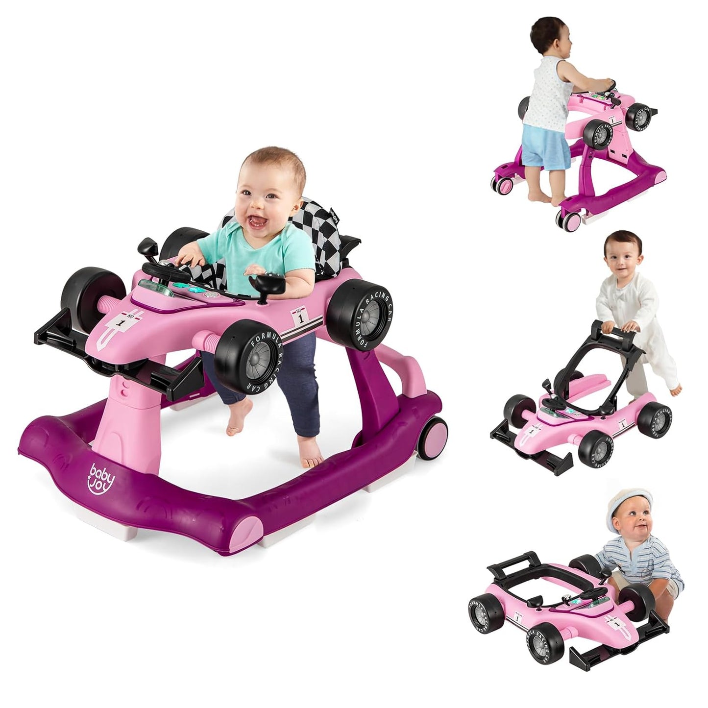 4-in-1 Baby Walker with Adjustable Height & Speed for Fun
