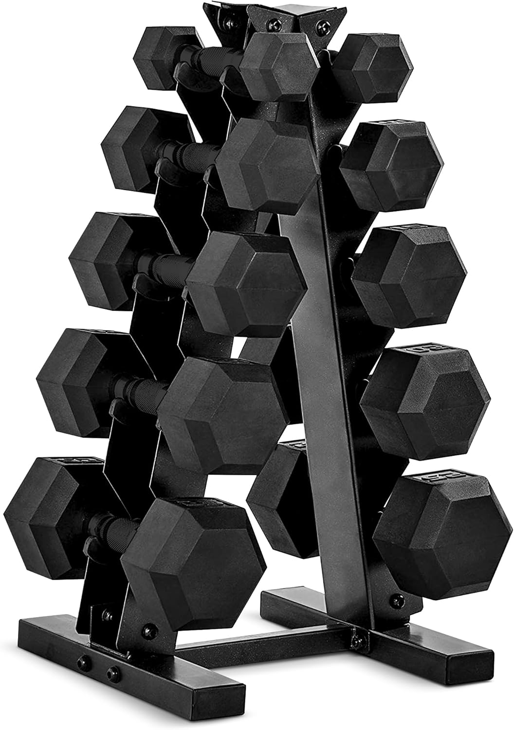 CAP Barbell Rubber Coated Dumbbell Weight Set with Rack Options