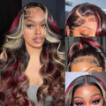 Skunk Stripe Human Hair Wig 13x4 HD Ombre Lace Front Wig - Bold Color