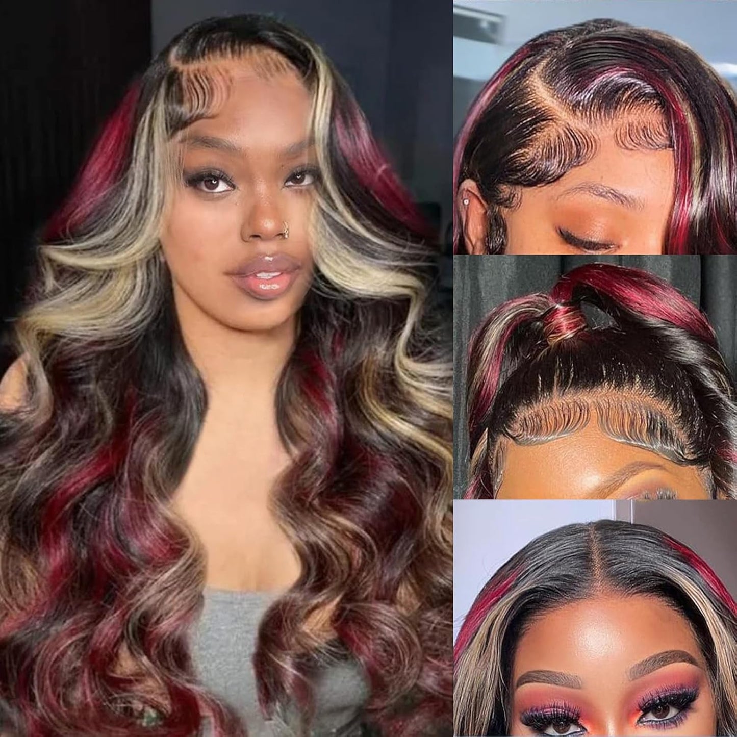 Skunk Stripe Human Hair Wig 13x4 Lace Front for Fashionable Style