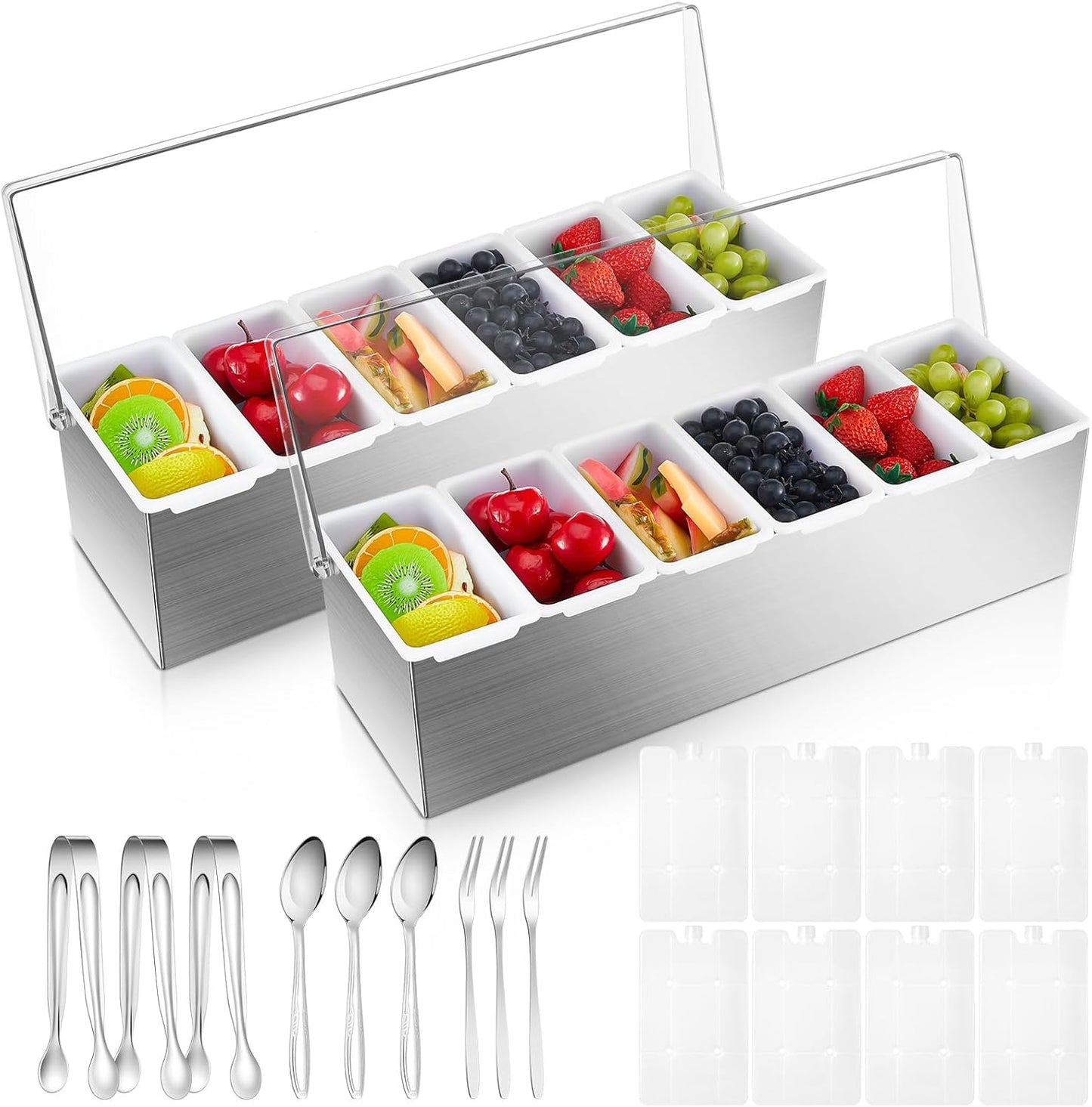 Mifoci Stainless Steel Chilled Condiment Server Set for Parties
