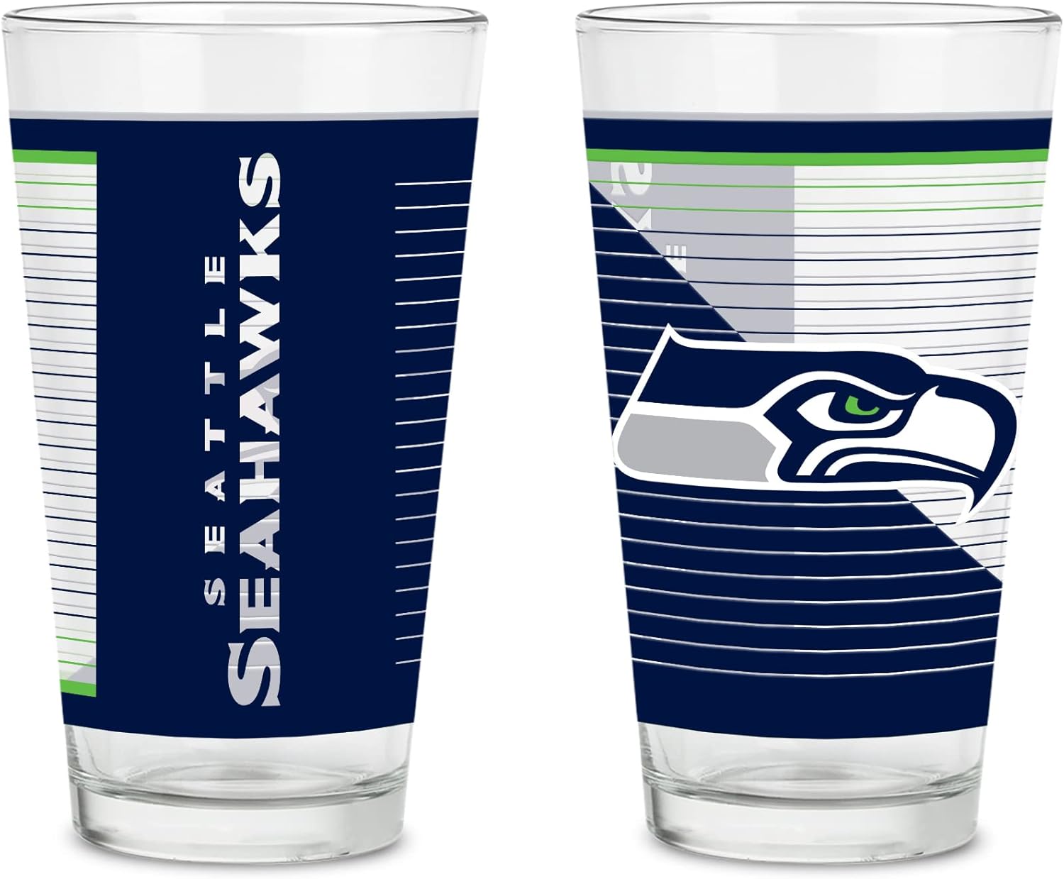 NFL Football Pint Glass Set of 2 with Digitally Printed Logo