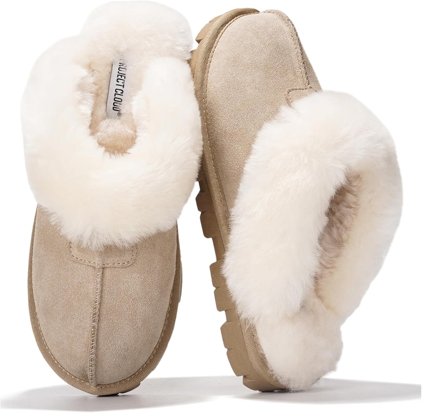 Project Cloud Hedy Women's Genuine Leather Fluffy Slippers