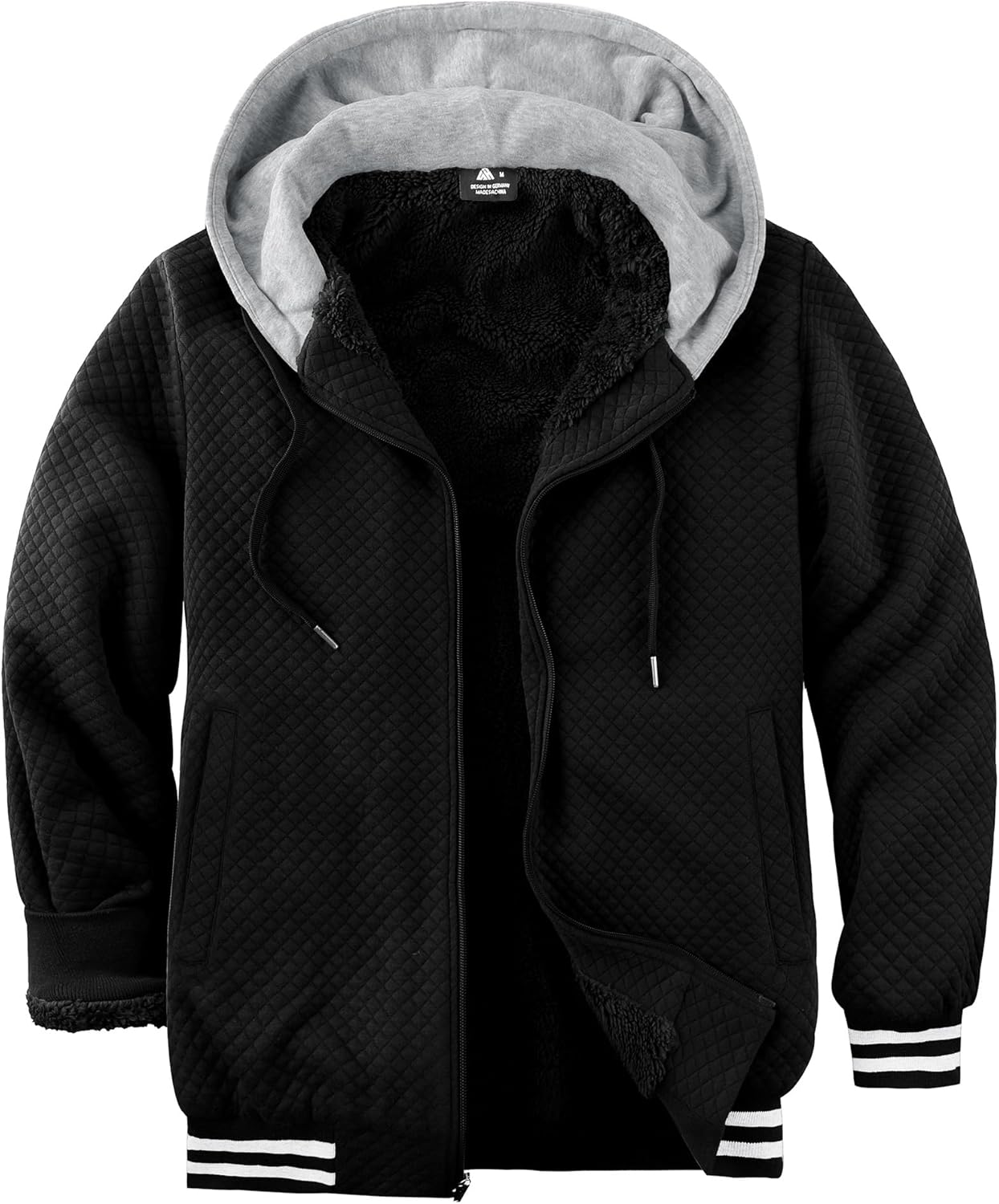 ZITY Men's Zip Up Hoodie Sherpa Lined Heavyweight Jacket