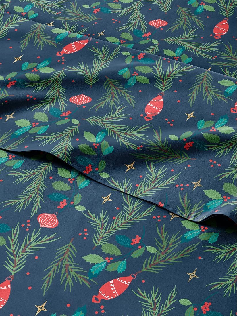 Queen Christmas Garland Sheet Set - Festive Holiday Bedding