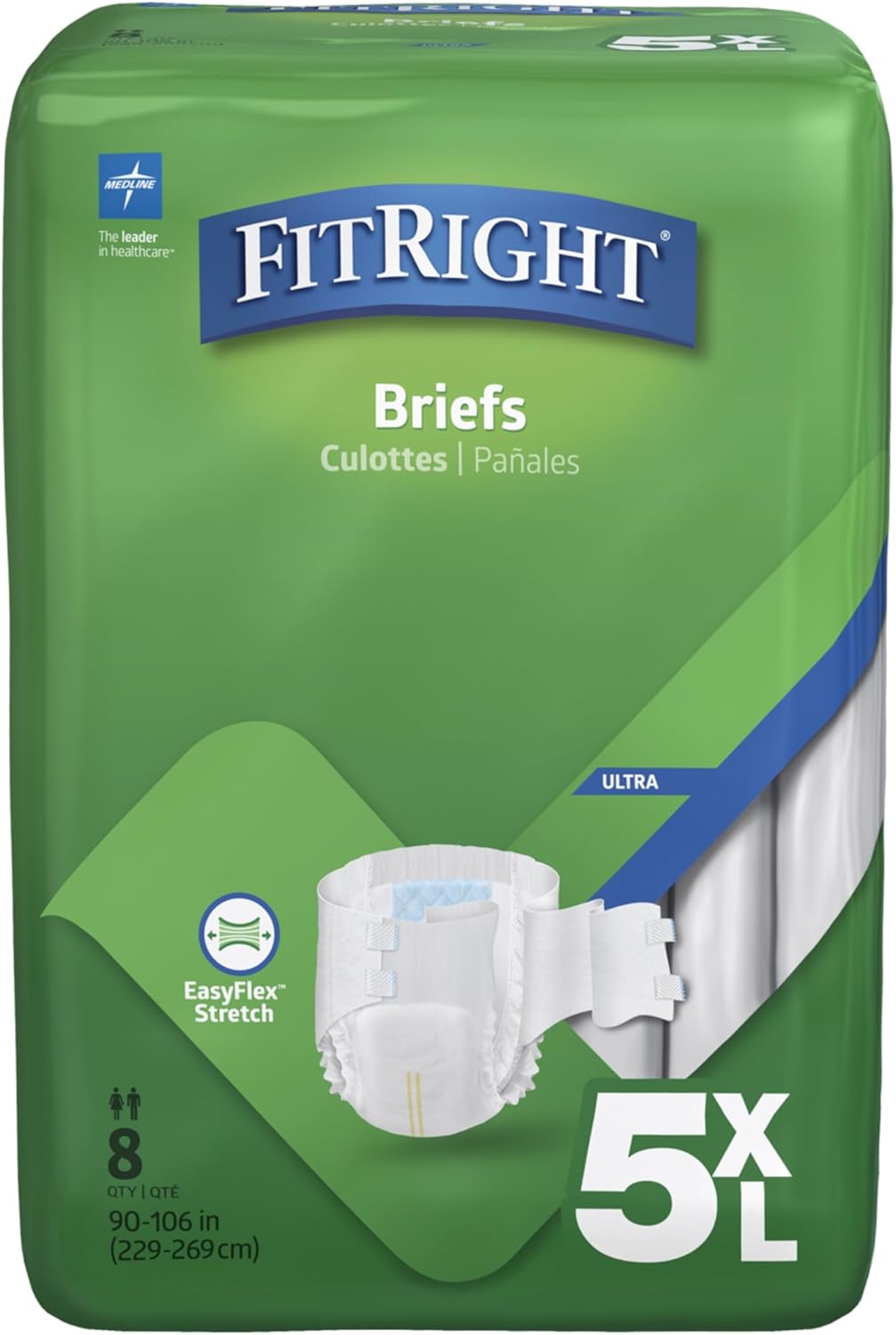 Medline Bariatric Briefs: 90-106 Waist, Superior Absorbency