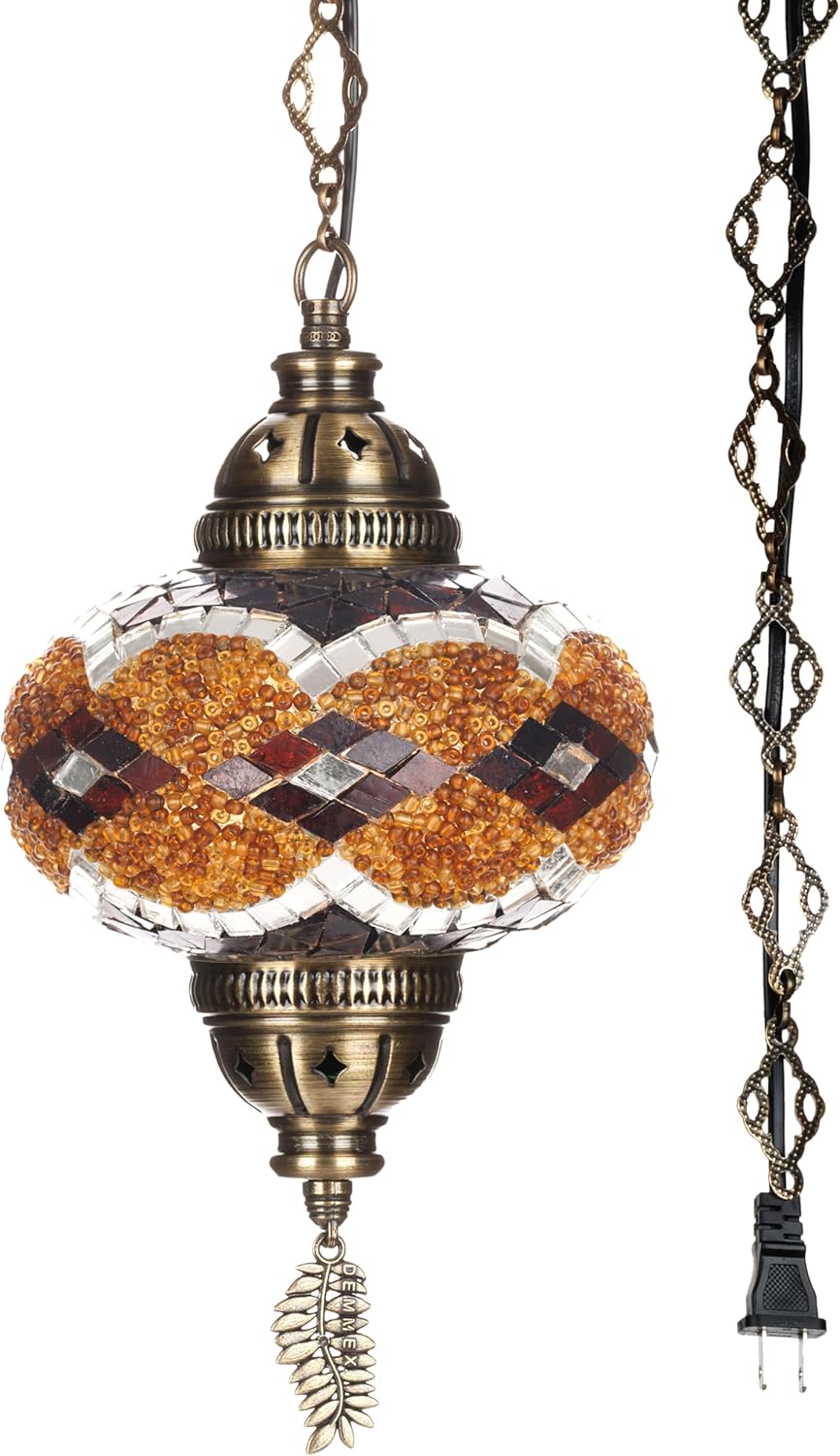 DEMMEX Plug-in Turkish Moroccan Mosaic Hanging Pendant Light Fixture