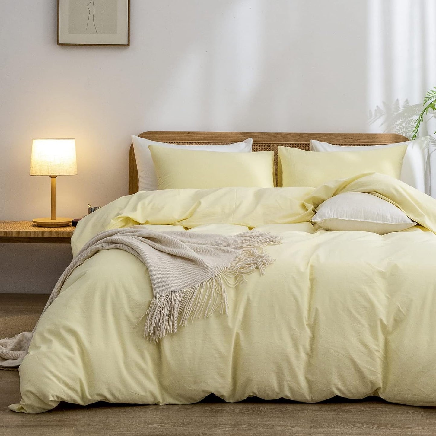 BESTOUCH Duvet Cover Set 100% Washed Cotton Chic Lightweight