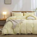 BESTOUCH Washed Cotton Duvet Cover Set King - Soft Linen Feel