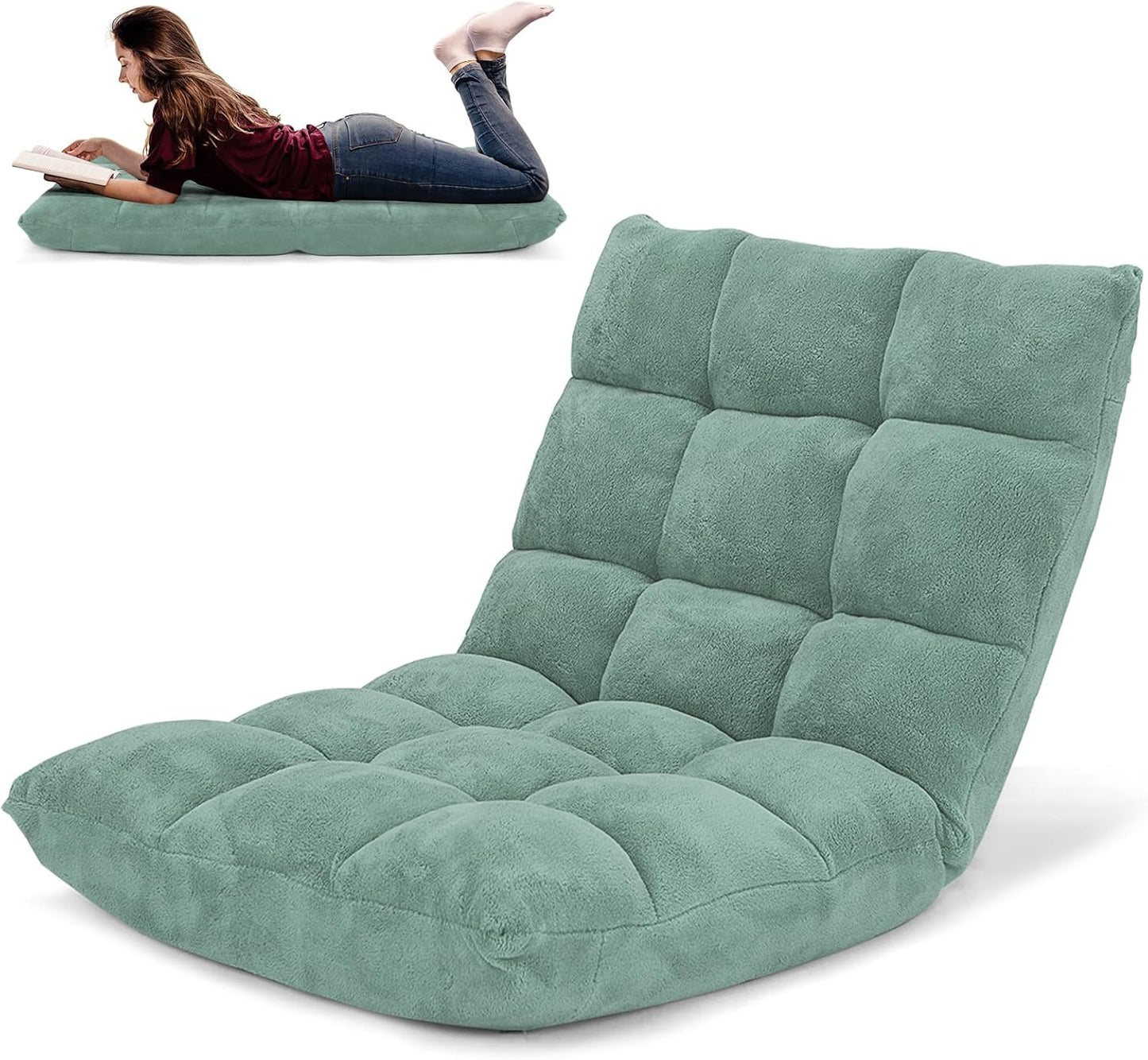 COSTWAY Floor Chair with Back Support for Gaming and Reading