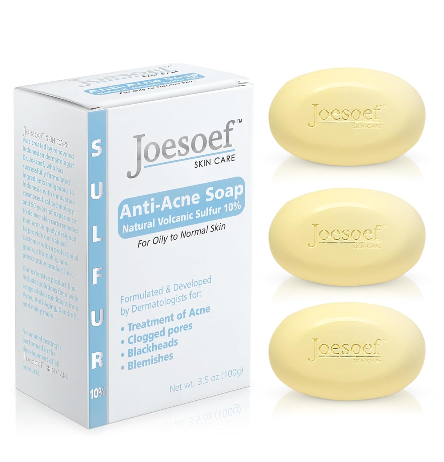 Joesoef Anti-Acne Soap with Natural Volcanic Sulfur for Clear Skin