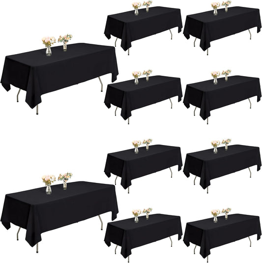 10 Pack Black Tablecloths for 6 Foot Rectangle Tables 60x102